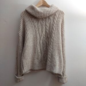 Cream Cable Knit Chunky turtleneck Sweater